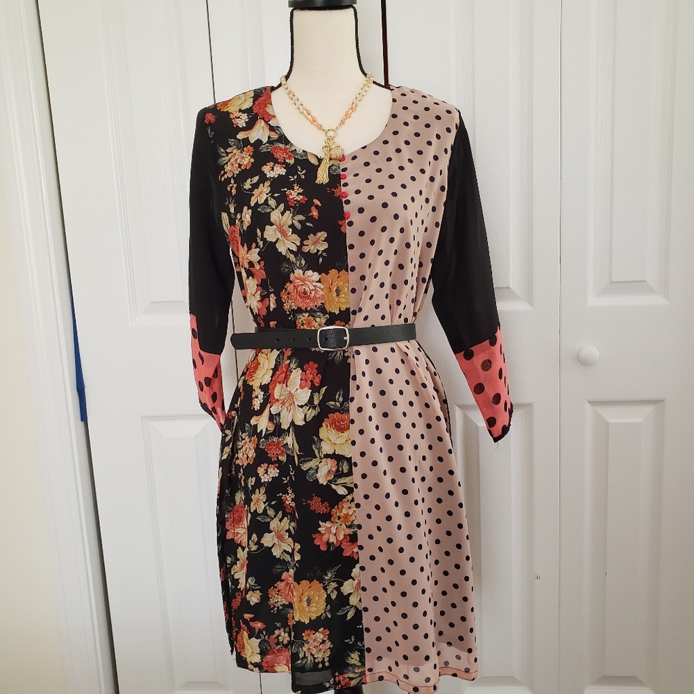 Gorgeous 2 Different Pattern Dress - image 1
